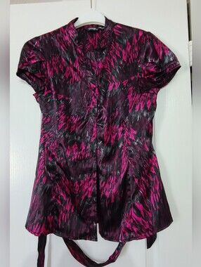 George Women's Black & Fuchsia Short-Sleeve Blouse